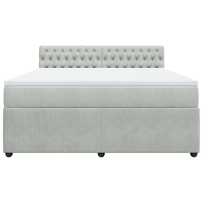 Giroletto a Molle con Materasso Grigio Chiaro 180x200cm Velluto