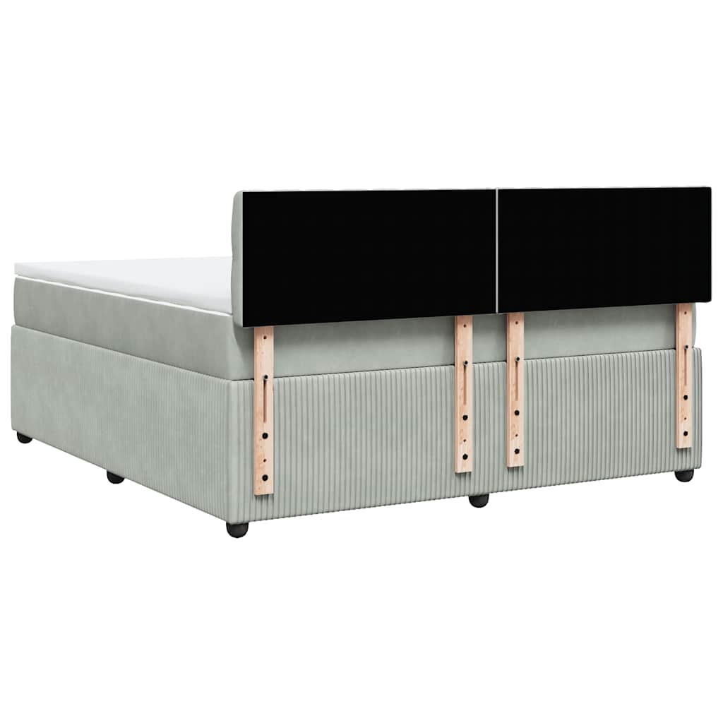 Giroletto a Molle con Materasso Grigio Chiaro 180x200cm Velluto
