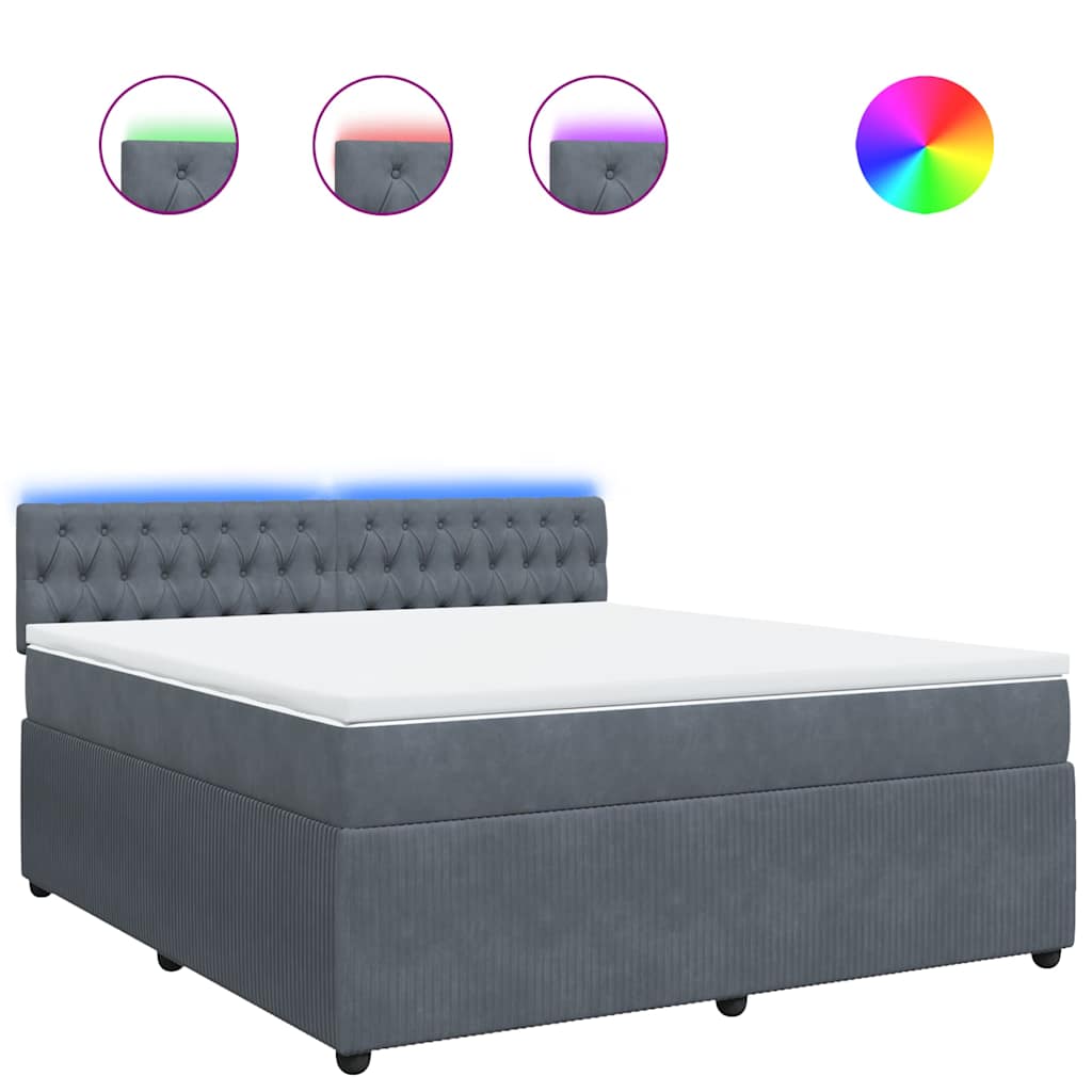 Giroletto a Molle con Materasso Grigio Scuro 180x200 cm Velluto - homemem39