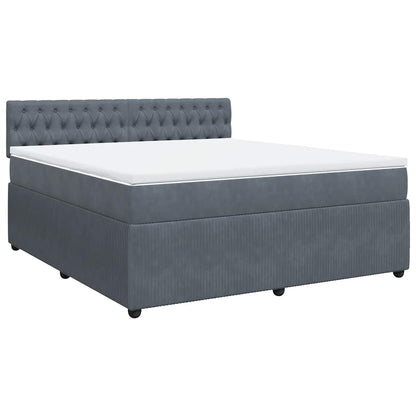 Giroletto a Molle con Materasso Grigio Scuro 180x200 cm Velluto