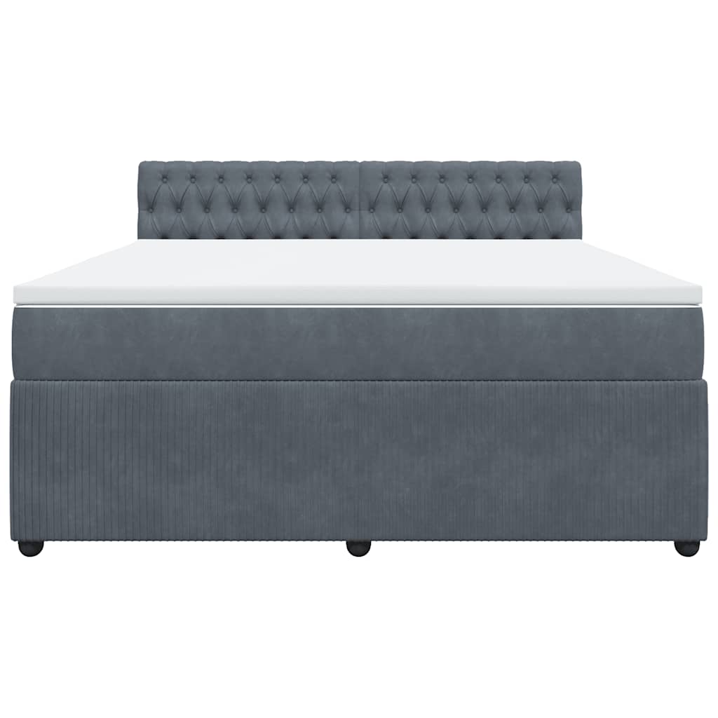 Giroletto a Molle con Materasso Grigio Scuro 180x200 cm Velluto