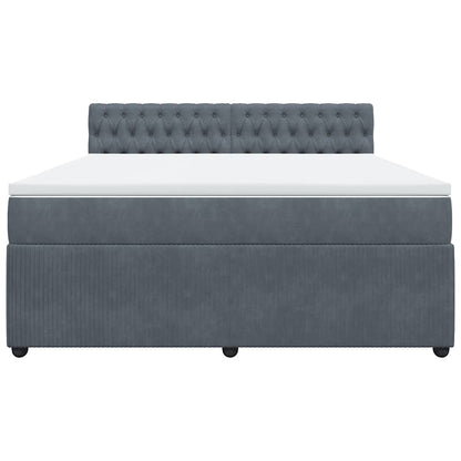 Giroletto a Molle con Materasso Grigio Scuro 180x200 cm Velluto