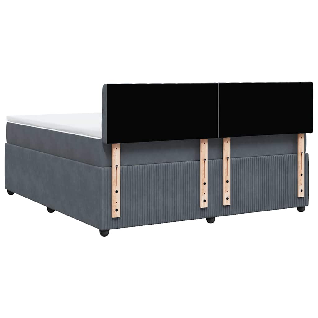 Giroletto a Molle con Materasso Grigio Scuro 180x200 cm Velluto