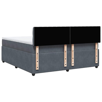 Giroletto a Molle con Materasso Grigio Scuro 180x200 cm Velluto