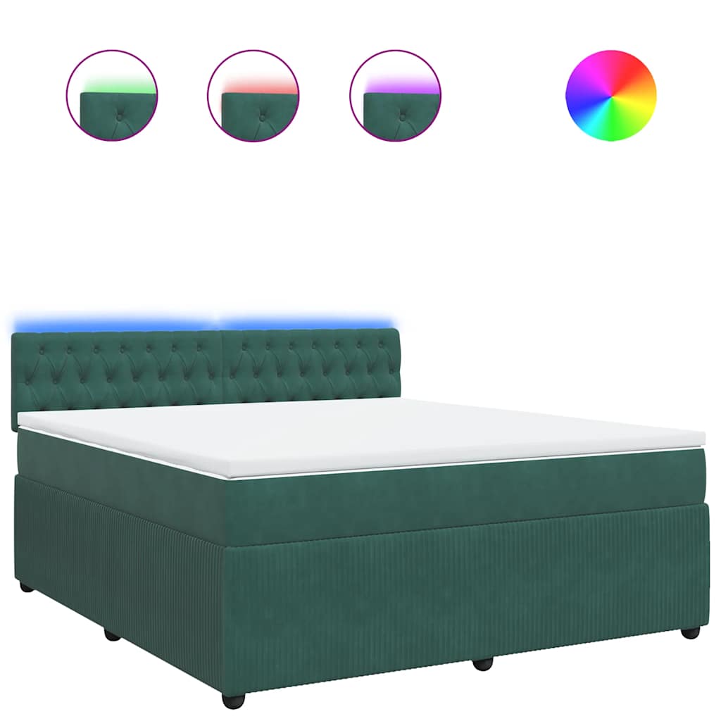 Giroletto a Molle con Materasso Verde Scuro 180x200 cm Velluto