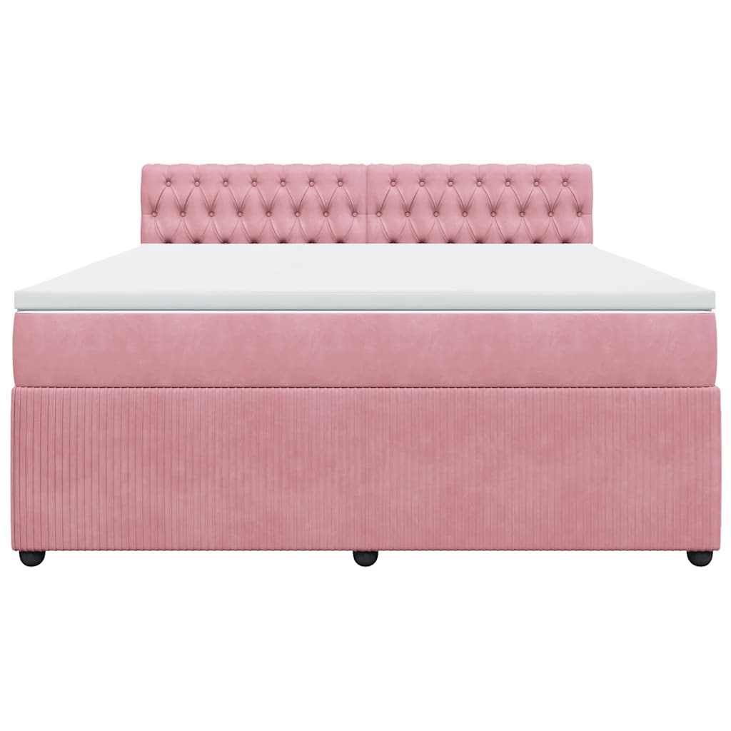 Giroletto a Molle con Materasso Rosa 180x200 cm in Velluto | homemem39