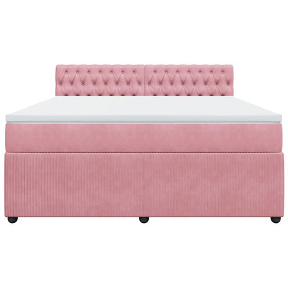 Giroletto a Molle con Materasso Rosa 180x200 cm in Velluto