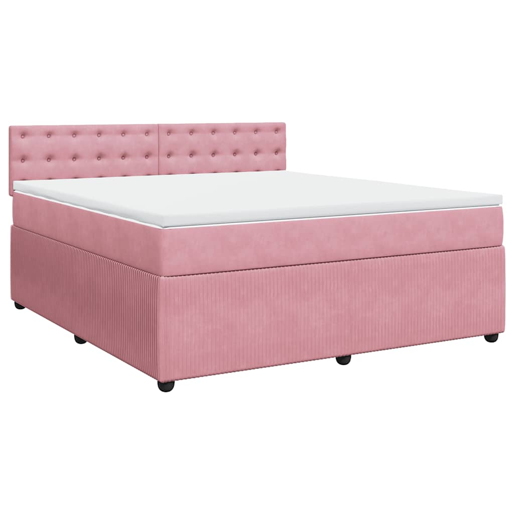 Giroletto a Molle con Materasso Rosa 180x200 cm in Velluto | homemem39