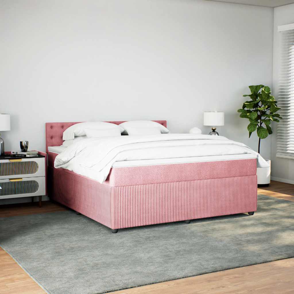 Giroletto a Molle con Materasso Rosa 180x200 cm in Velluto