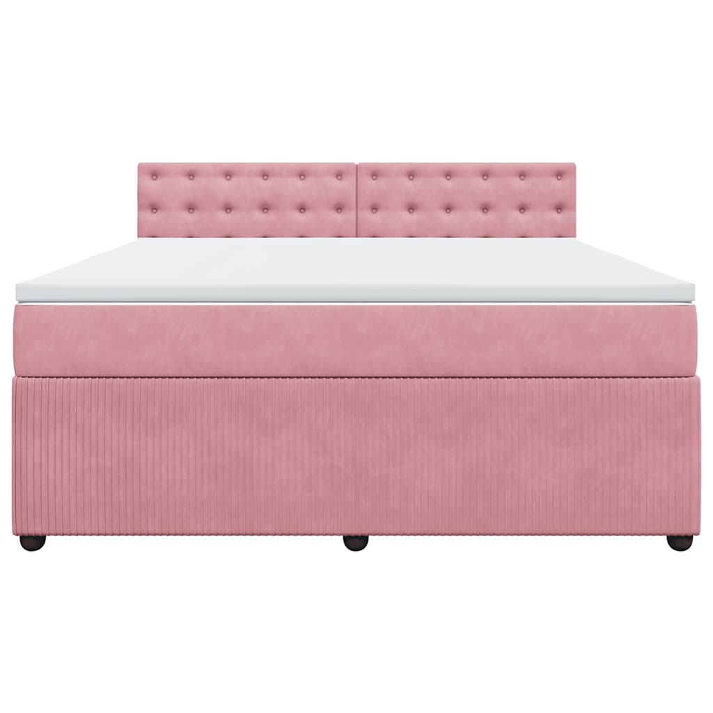 Giroletto a Molle con Materasso Rosa 180x200 cm in Velluto
