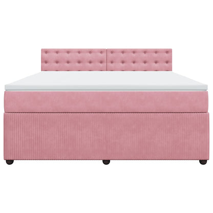 Giroletto a Molle con Materasso Rosa 180x200 cm in Velluto