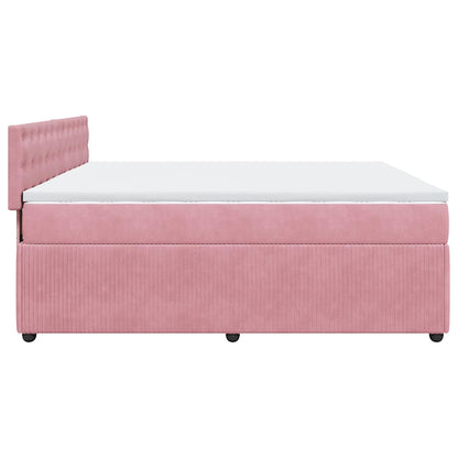 Giroletto a Molle con Materasso Rosa 180x200 cm in Velluto | homemem39