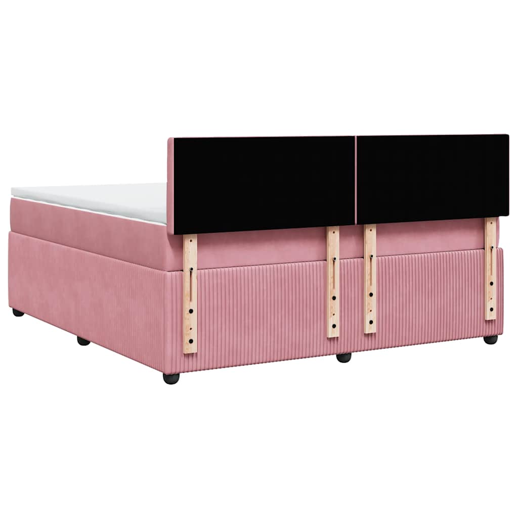 Giroletto a Molle con Materasso Rosa 180x200 cm in Velluto | homemem39