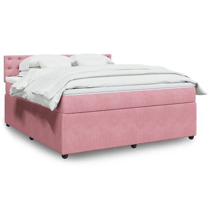 Giroletto a Molle con Materasso Rosa 180x200 cm in Velluto | homemem39