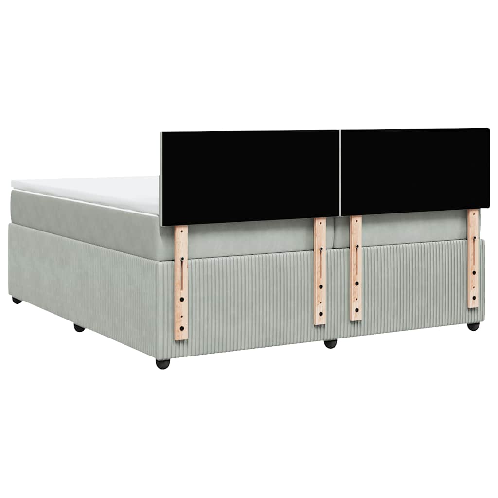 Giroletto a Molle con Materasso Grigio Chiaro 200x200cm Velluto