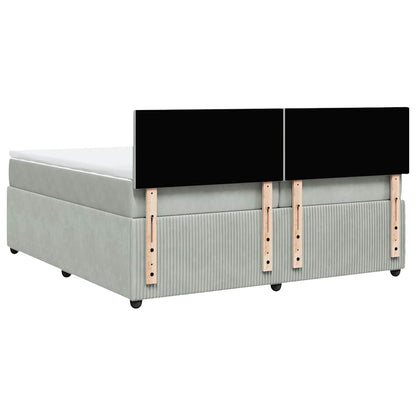 Giroletto a Molle con Materasso Grigio Chiaro 200x200cm Velluto