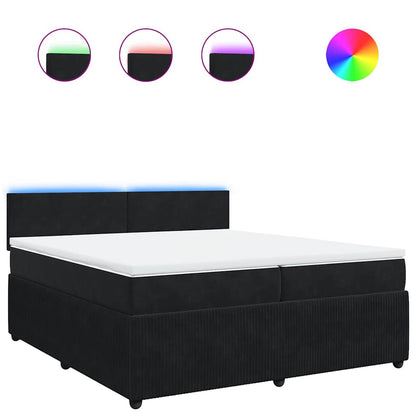 Giroletto a Molle con Materasso Nero 200x200 cm in Velluto - homemem39