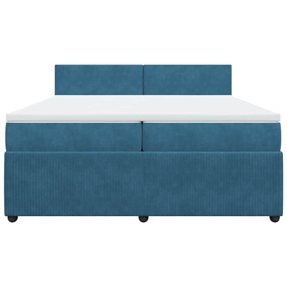 Giroletto a Molle con Materasso Blu 200x200 cm in Velluto - homemem39