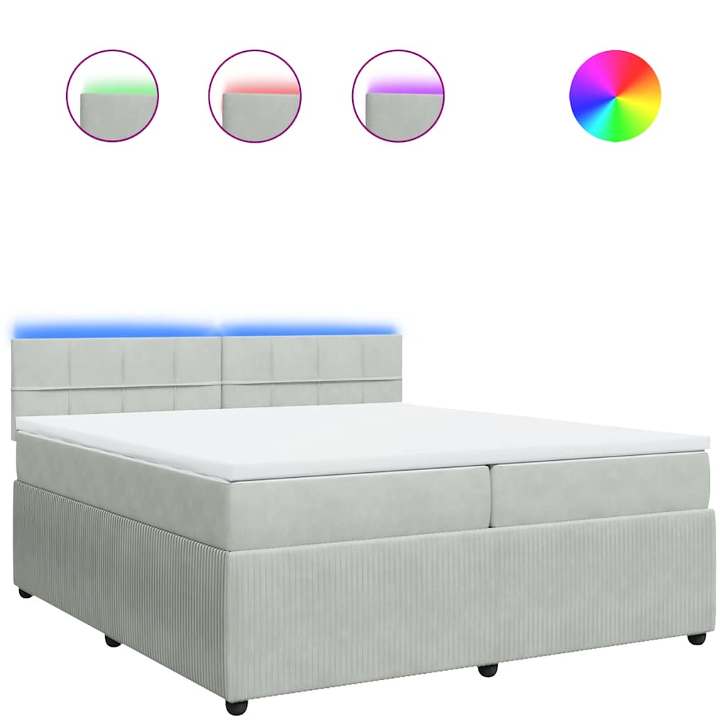 Giroletto a Molle con Materasso Grigio Chiaro 200x200cm Velluto | homemem39