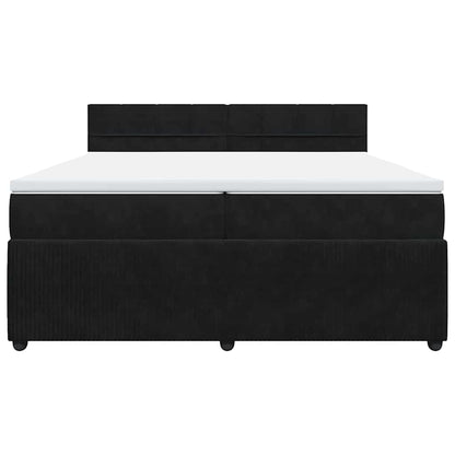 Giroletto a Molle con Materasso Nero 200x200 cm in Velluto - homemem39