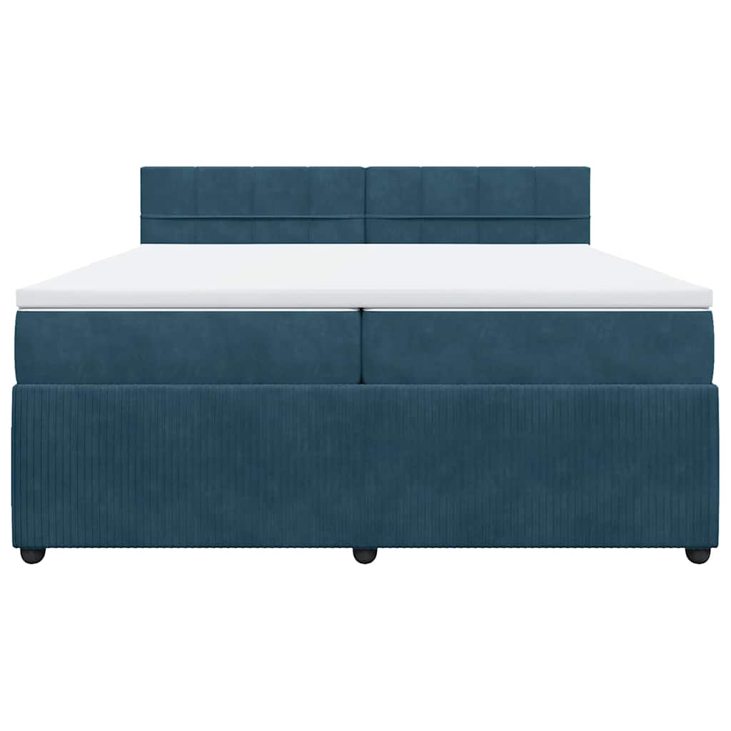 Giroletto a Molle con Materasso Blu 200x200 cm in Velluto