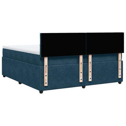 Giroletto a Molle con Materasso Blu 200x200 cm in Velluto