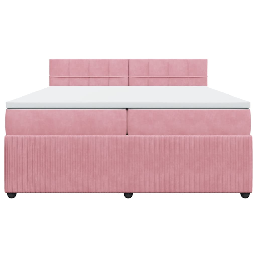Giroletto a Molle con Materasso Rosa 200x200 cm in Velluto