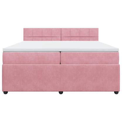 Giroletto a Molle con Materasso Rosa 200x200 cm in Velluto