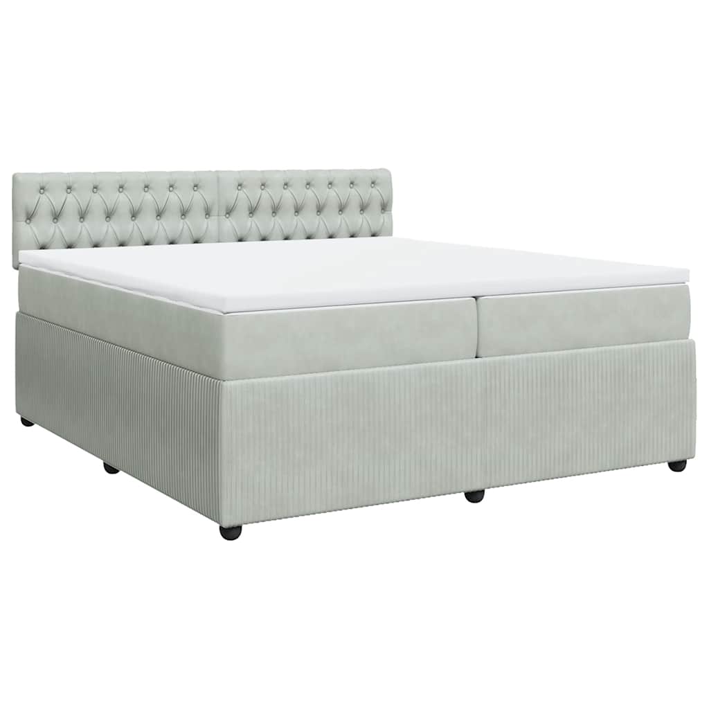 Giroletto a Molle con Materasso Grigio Chiaro 200x200cm Velluto