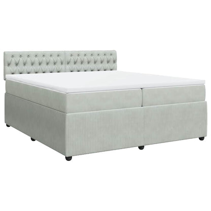 Giroletto a Molle con Materasso Grigio Chiaro 200x200cm Velluto