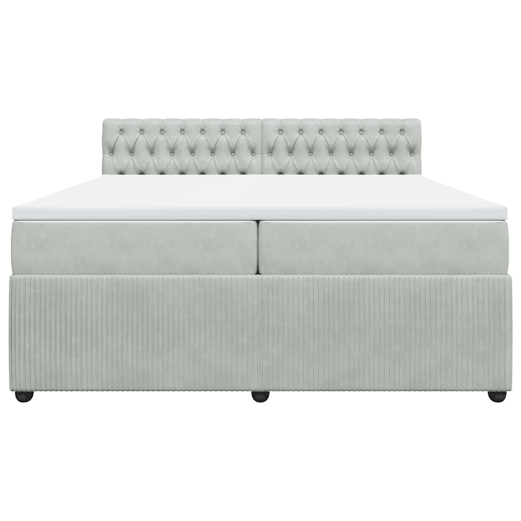 Giroletto a Molle con Materasso Grigio Chiaro 200x200cm Velluto