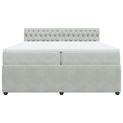 Giroletto a Molle con Materasso Grigio Chiaro 200x200cm Velluto