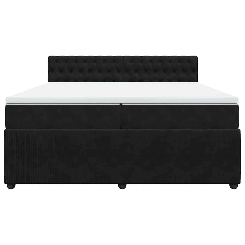 Giroletto a Molle con Materasso Nero 200x200 cm in Velluto - homemem39