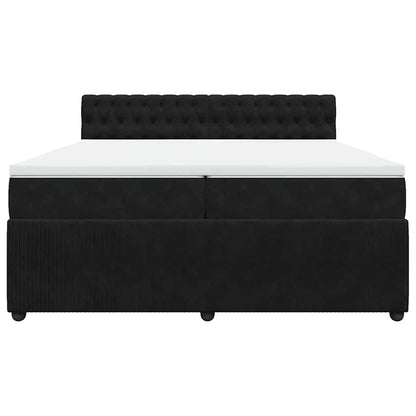 Giroletto a Molle con Materasso Nero 200x200 cm in Velluto - homemem39