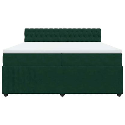 Giroletto a Molle con Materasso Verde Scuro 200x200 cm Velluto
