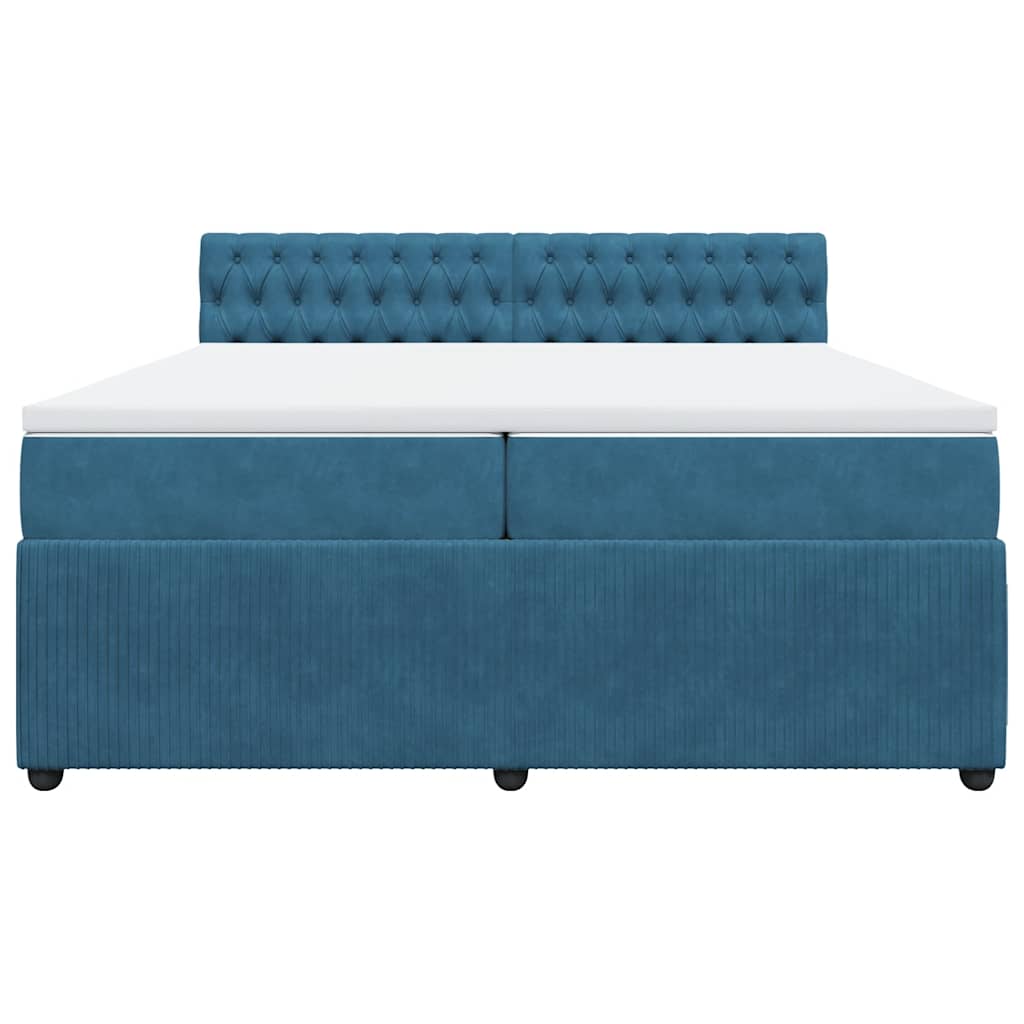 Giroletto a Molle con Materasso Blu 200x200 cm in Velluto - homemem39