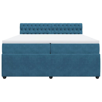 Giroletto a Molle con Materasso Blu 200x200 cm in Velluto - homemem39