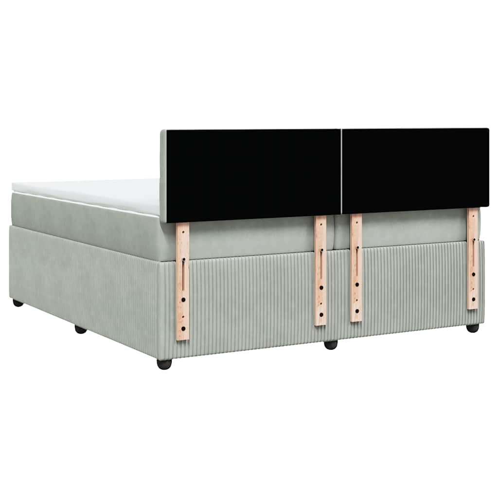 Giroletto a Molle con Materasso Grigio Chiaro 200x200cm Velluto