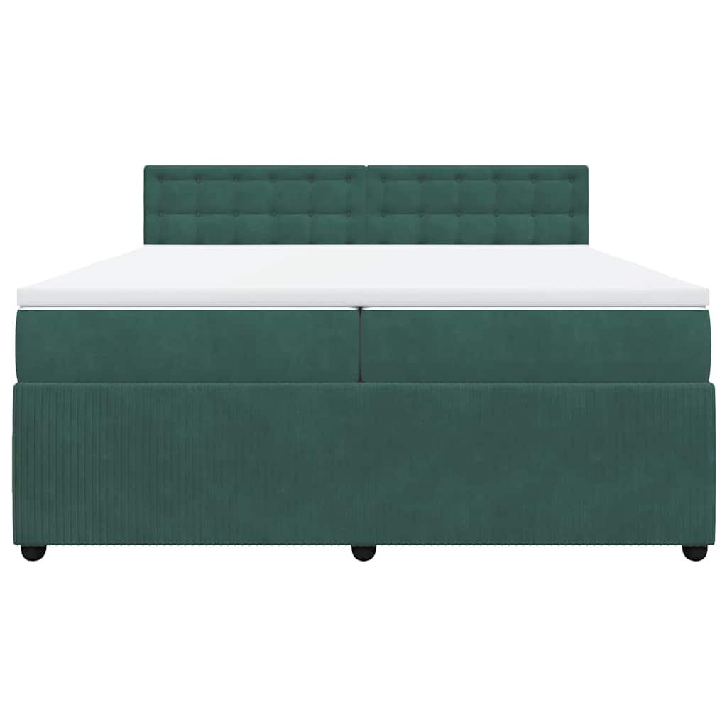 Giroletto a Molle con Materasso Verde Scuro 200x200 cm Velluto - homemem39