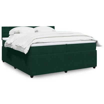 Giroletto a Molle con Materasso Verde Scuro 200x200 cm Velluto