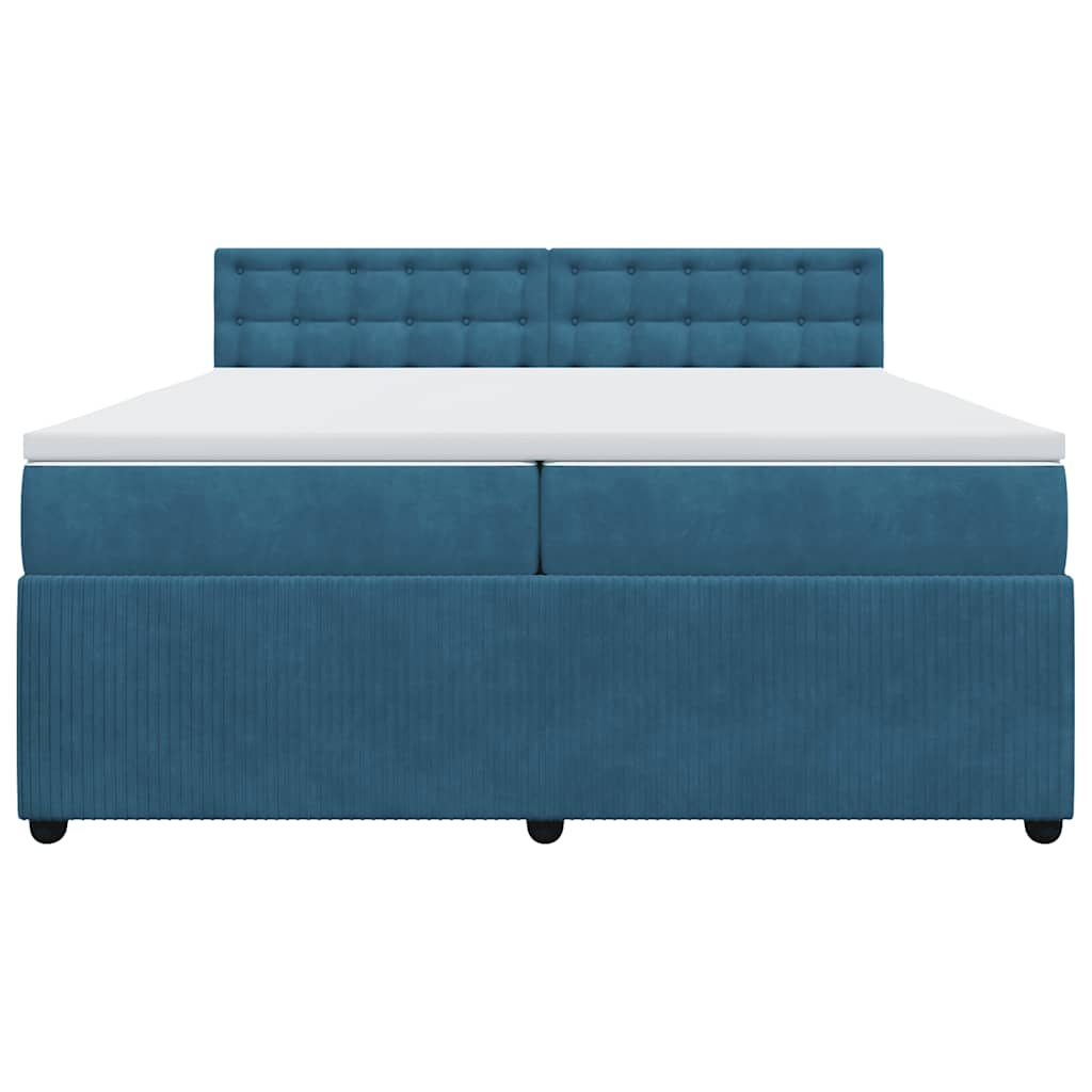 Giroletto a Molle con Materasso Blu 200x200 cm in Velluto - homemem39