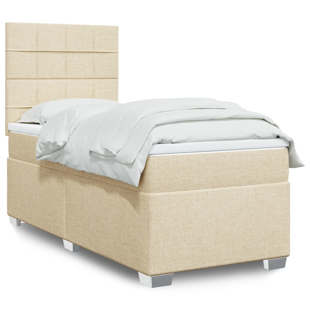 Giroletto a Molle con Materasso Crema 90x190 cm in Tessuto | homemem39
