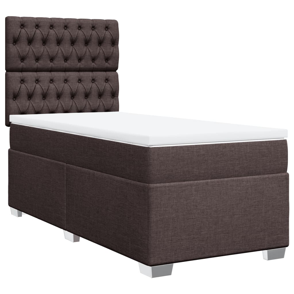 Giroletto a Molle con Materasso Marrone Scuro 90x190cm Tessuto | homemem39
