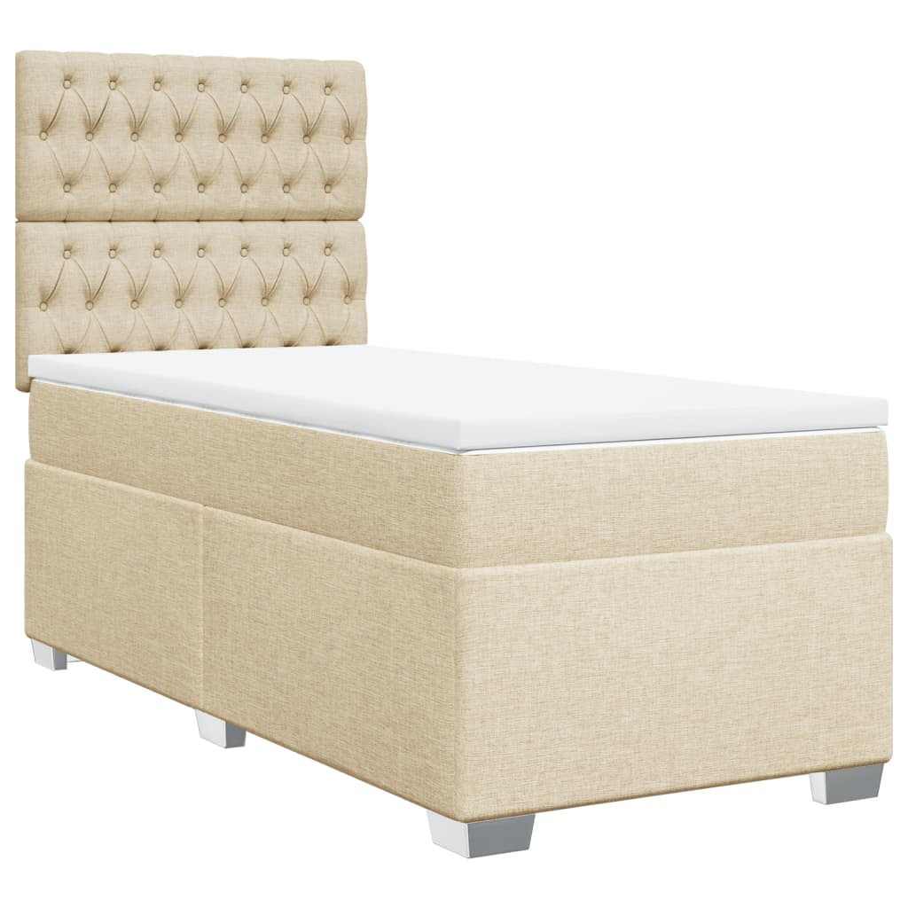 Giroletto a Molle con Materasso Crema 90x190 cm in Tessuto | homemem39