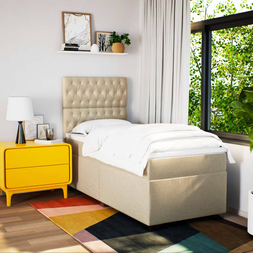 Giroletto a Molle con Materasso Crema 90x190 cm in Tessuto | homemem39
