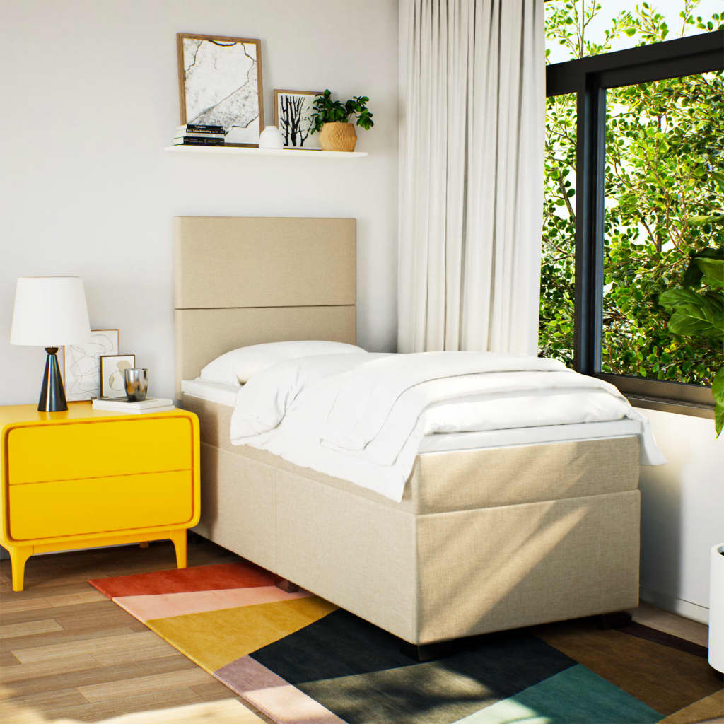 Giroletto a Molle con Materasso Crema 90x200 cm inTessuto | homemem39
