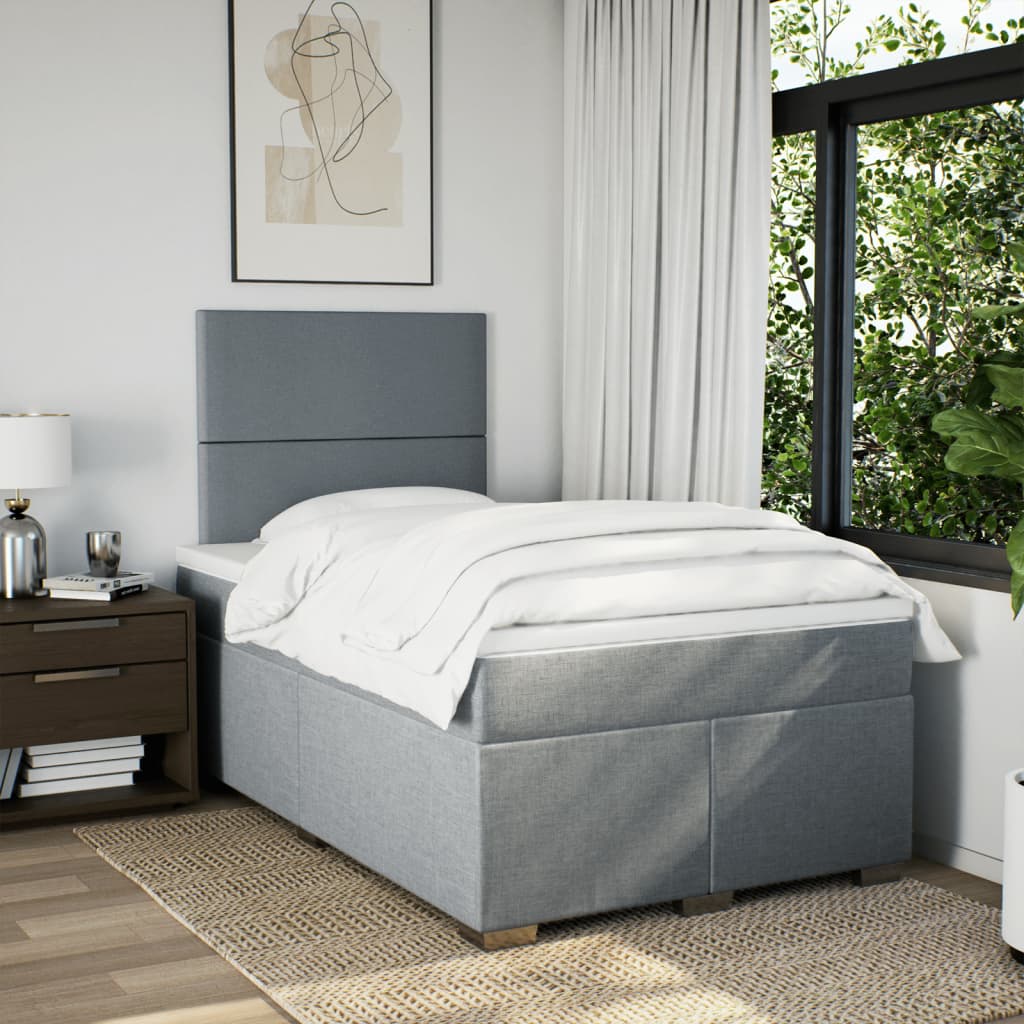 Giroletto a Molle con Materasso Grigio Chiaro 120x190cm Tessuto | homemem39