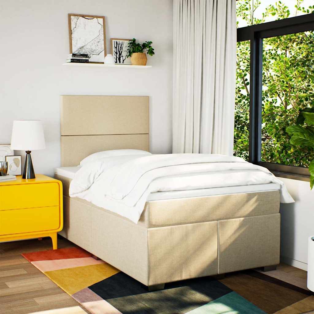 Giroletto a Molle con Materasso Crema 120x190 cm in Tessuto | homemem39