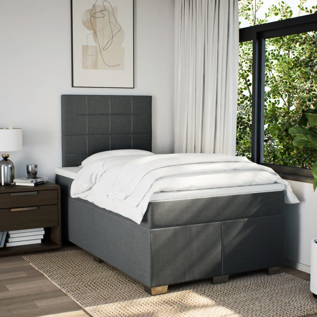 Giroletto a Molle con Materasso Grigio Scuro 120x190cm Tessuto | homemem39