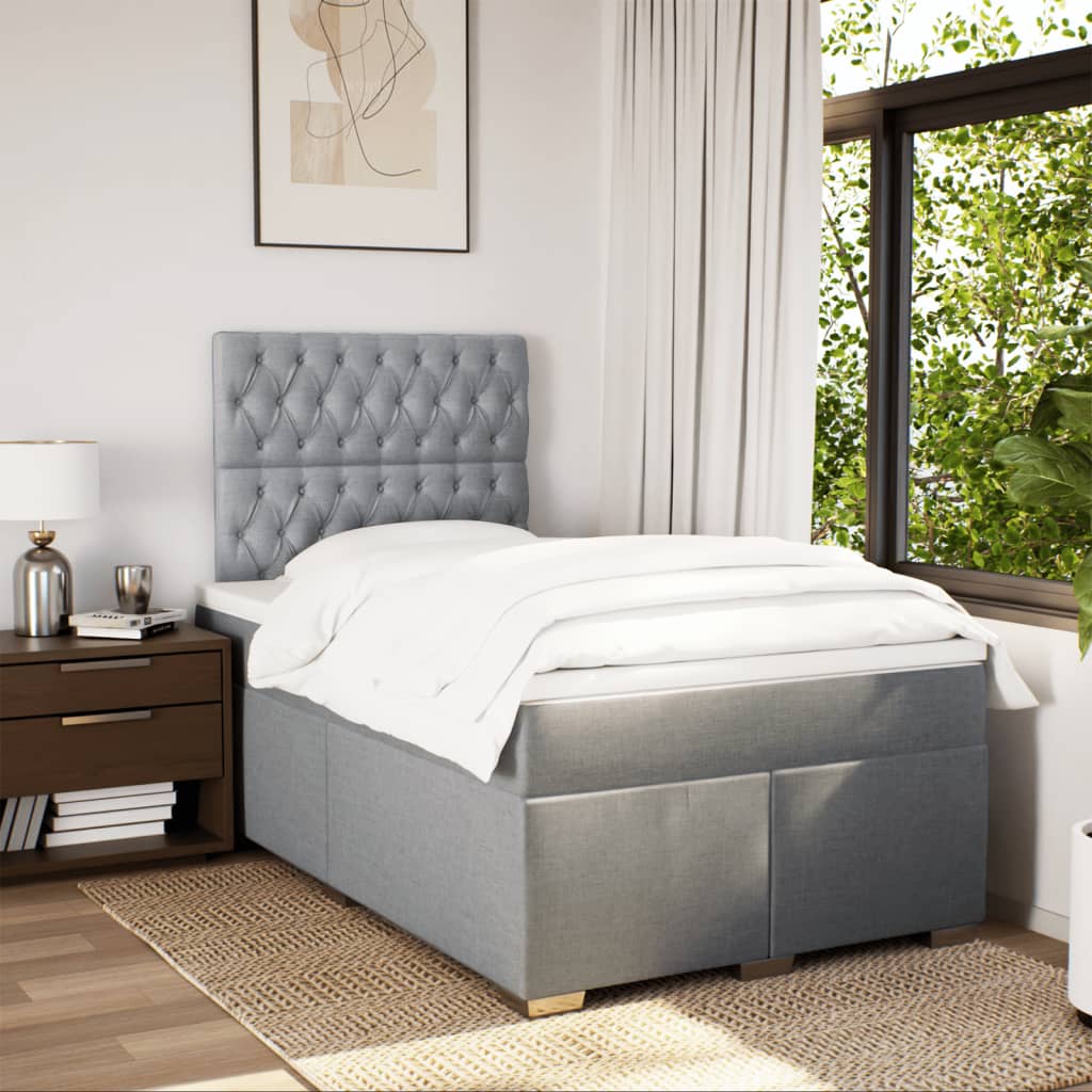 Giroletto a Molle con Materasso Grigio Chiaro 120x190cm Tessuto | homemem39